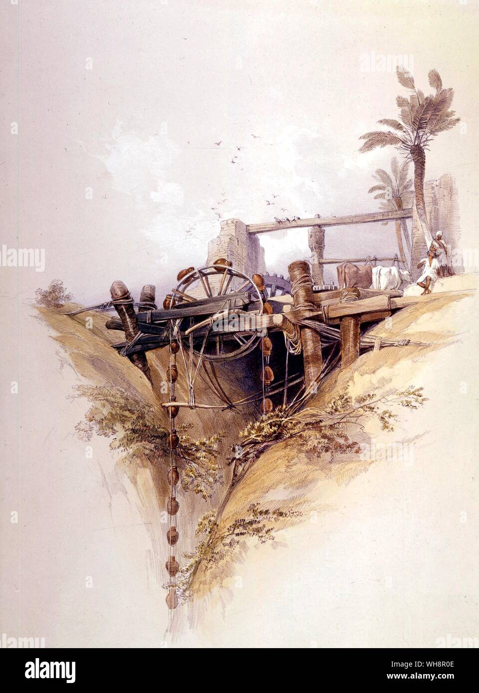 A waterwheel.  From David Roberts' Egypt and Nubia Stock Photo