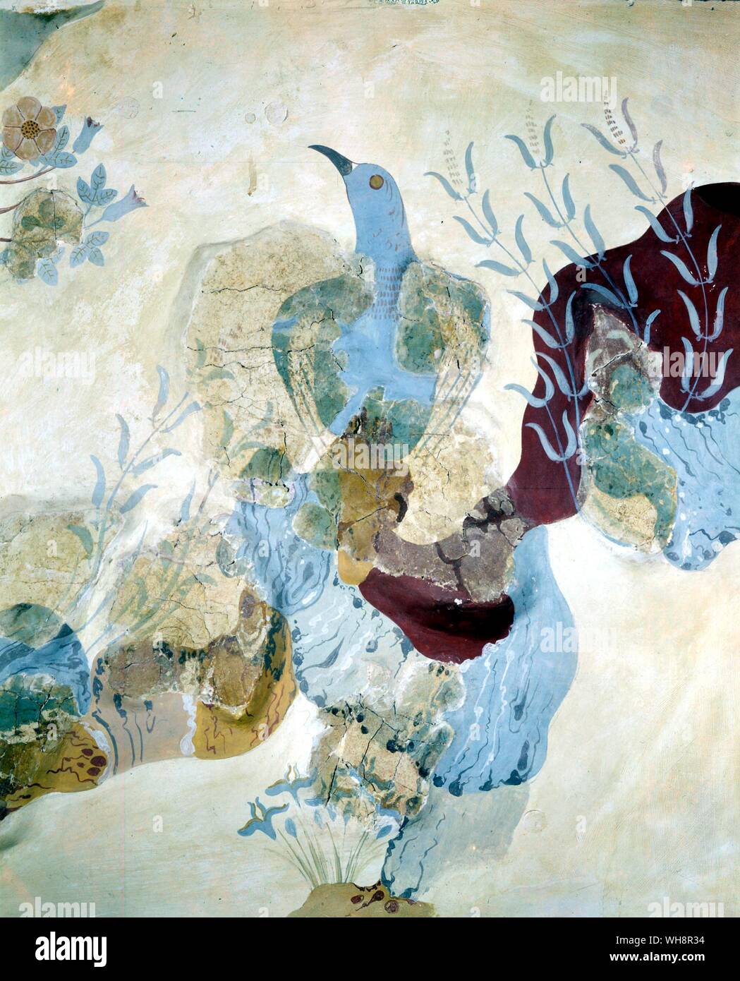 Something entirely new - painting to create atmosphere.  The Blue Bird fresco from the House of Frescoes, Knossos, c.1500 BC Stock Photo