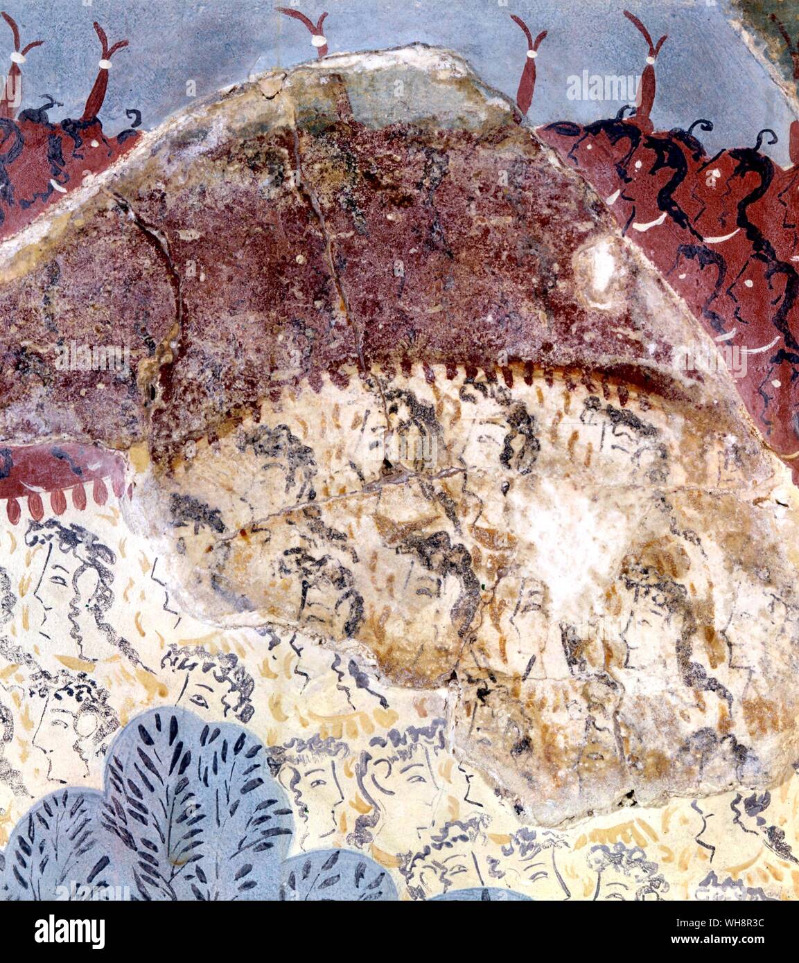 A mixed audience at Knossos.  Fresco.  After 1600 BC. Stock Photo