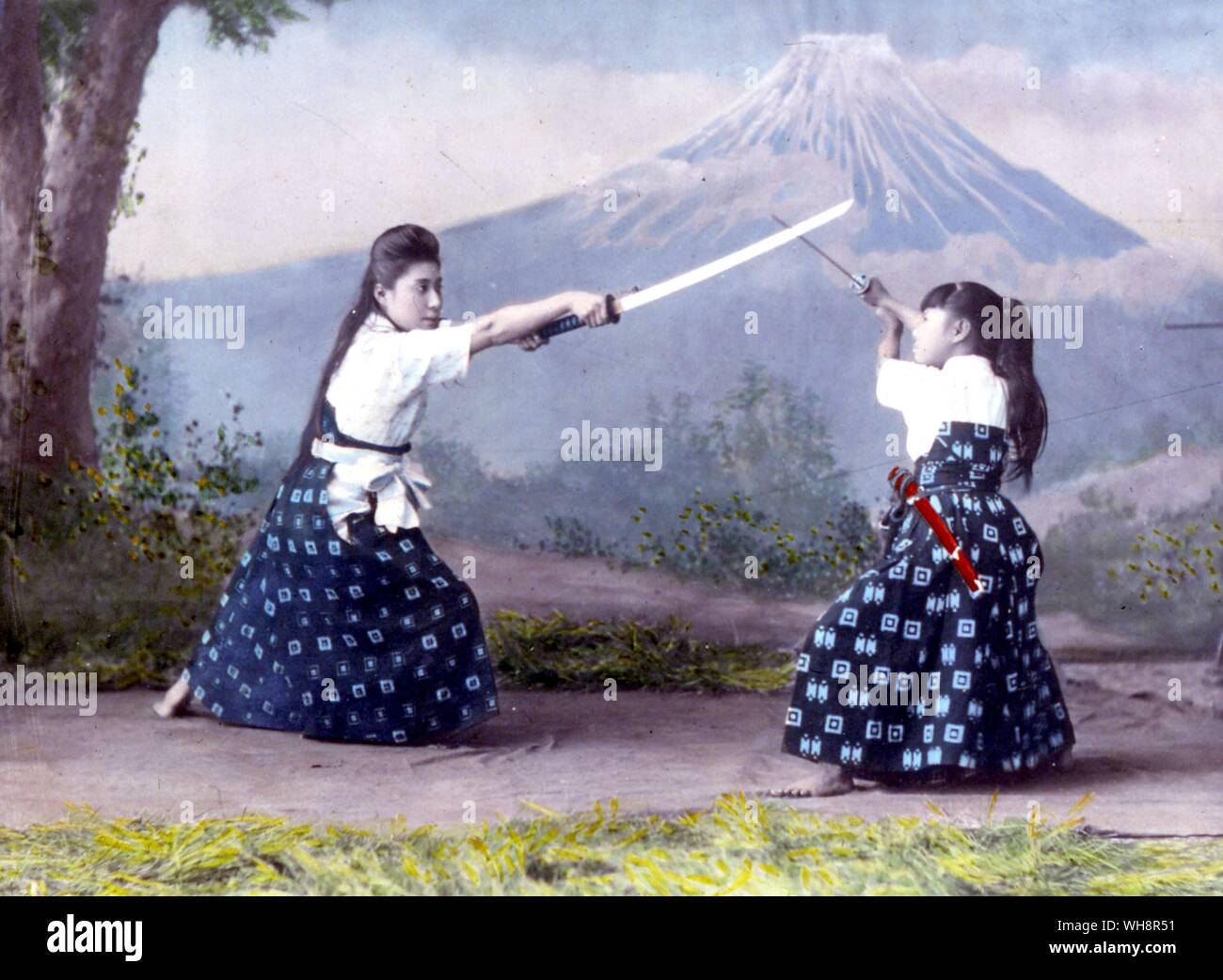Japanese fighting techniques. Stock Photo