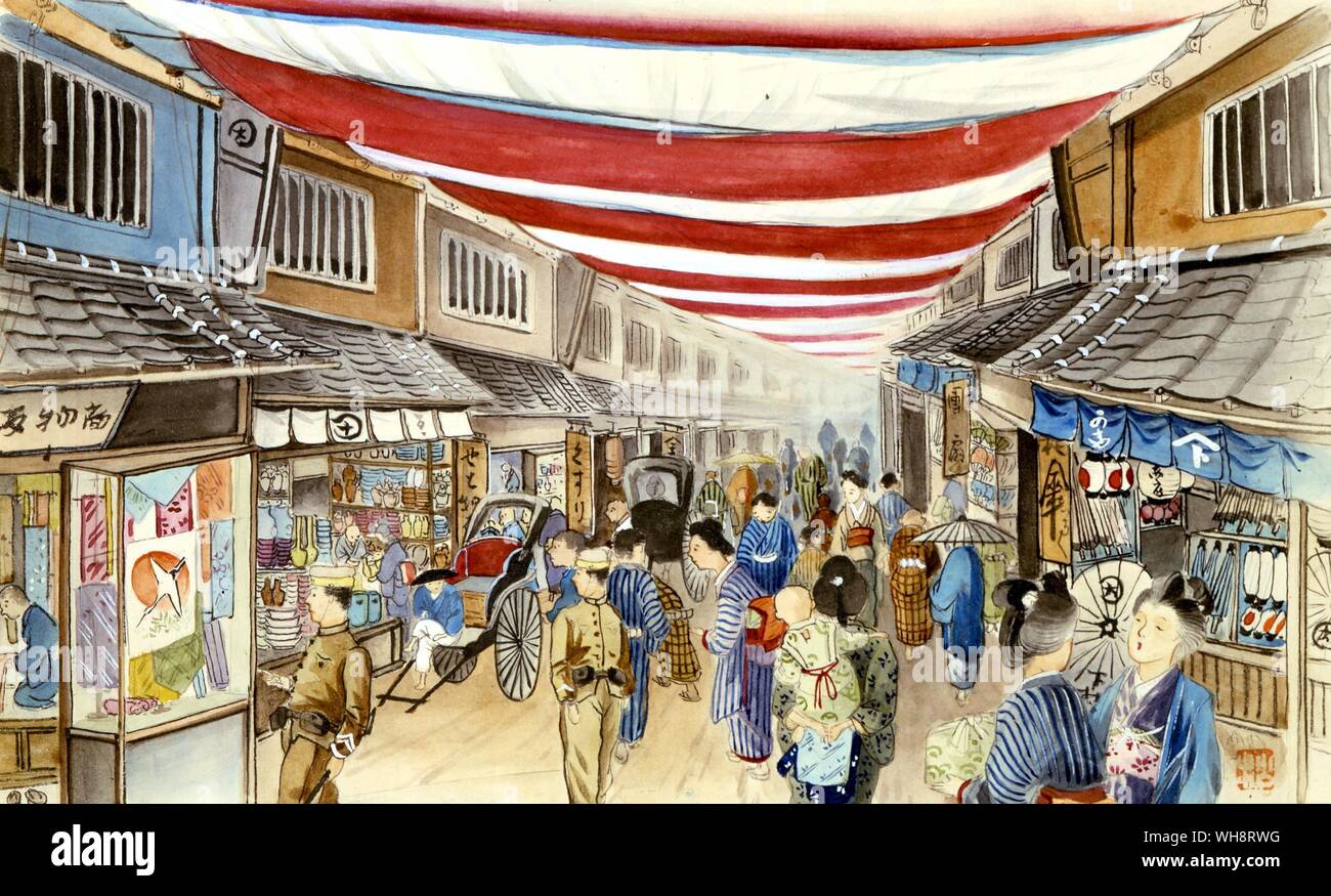 Shinsai-bashi street in Osaka. 1904. Stock Photo