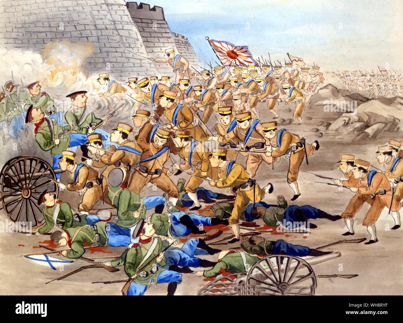 Artist's impression of the Russo-Japanese war. 1904 Stock Photo