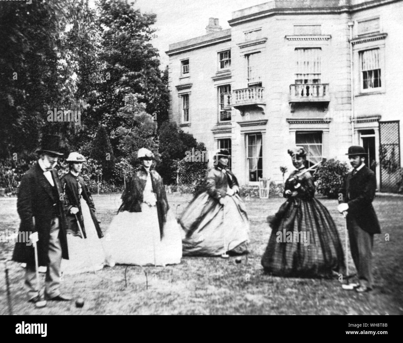 Croquet Party at Rev H Lee's photo by W Savage 1860s Stock Photo