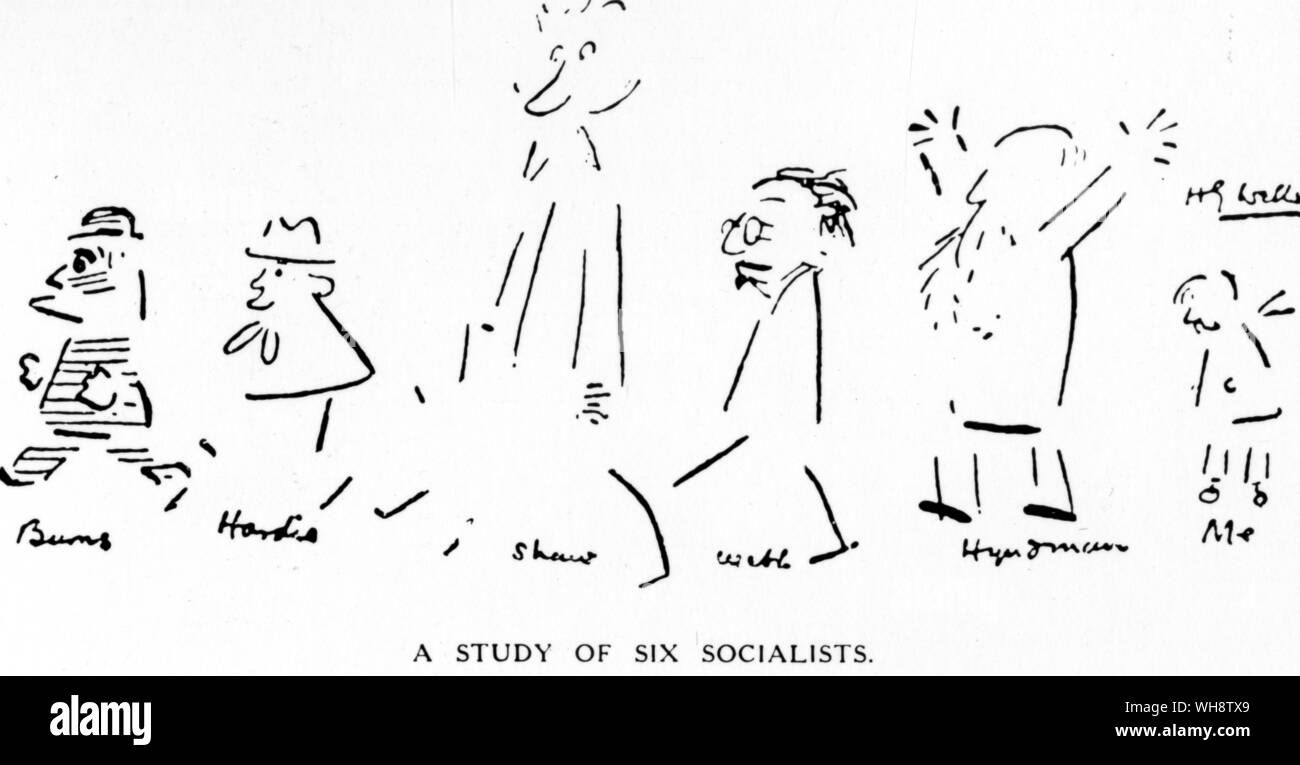 A study of six socialists from a drawing by H G Wells Stock Photo