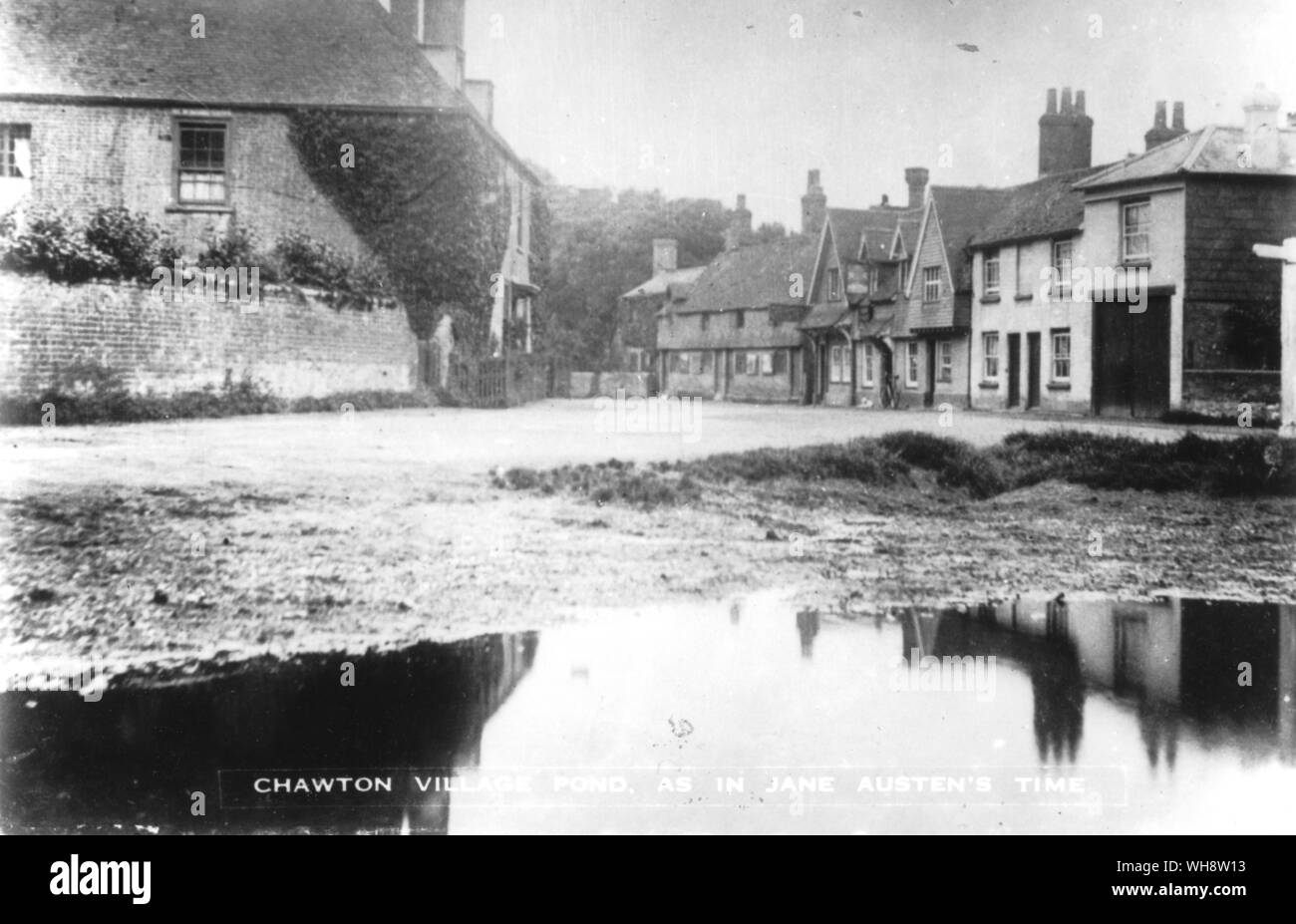 Chawton Village Pond as in Jane Austen's time. Stock Photo