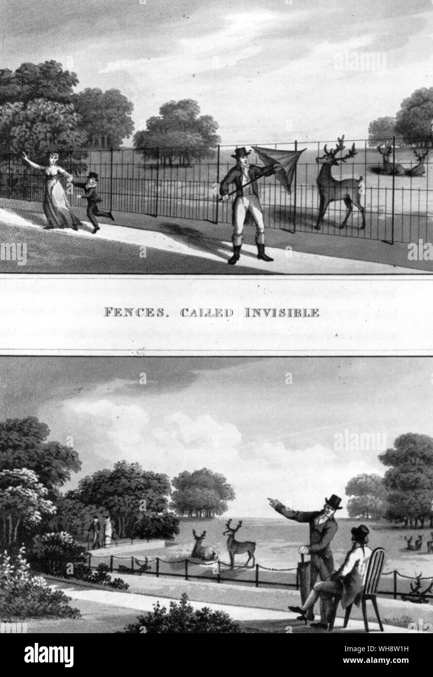 Landscape Gardening 1816 Fences Called Invisible . Humphrey Repton Fragments on the Theory and Practices of Landscape Gardening 1816 Stock Photo