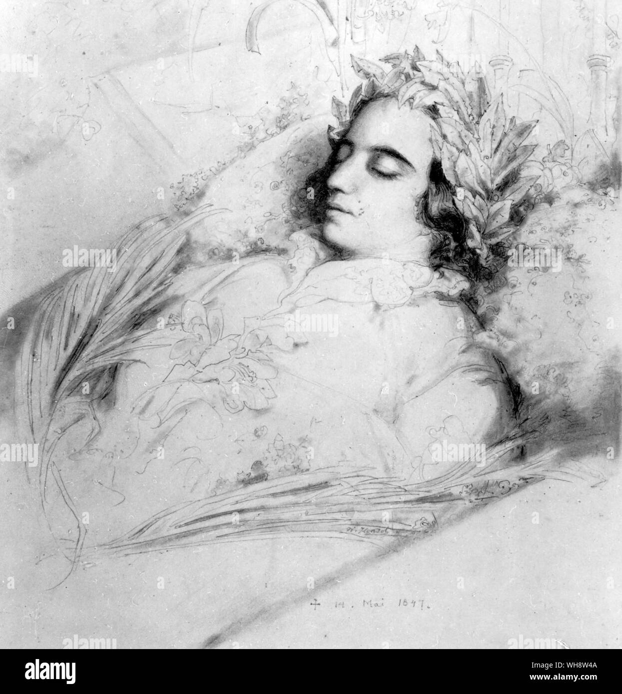 Fanny  Mendelssohn on her deathbed 1847 Stock Photo