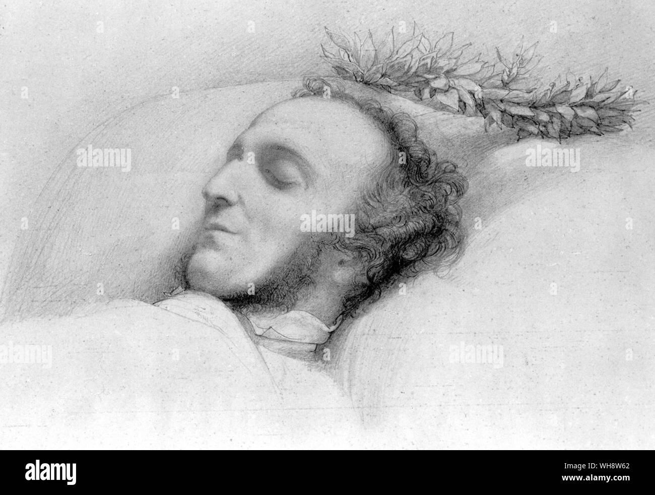 Felix Mendelssohn on his deathbed 1847 Stock Photo