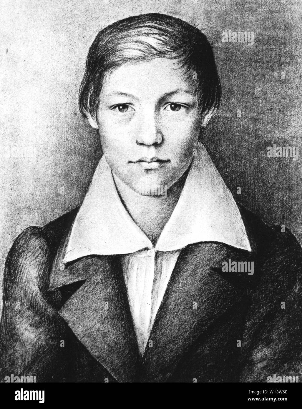 Friedrich Max Muller aged fourteen (1823-1900) a pupil of Felix Mendelssohn Stock Photo