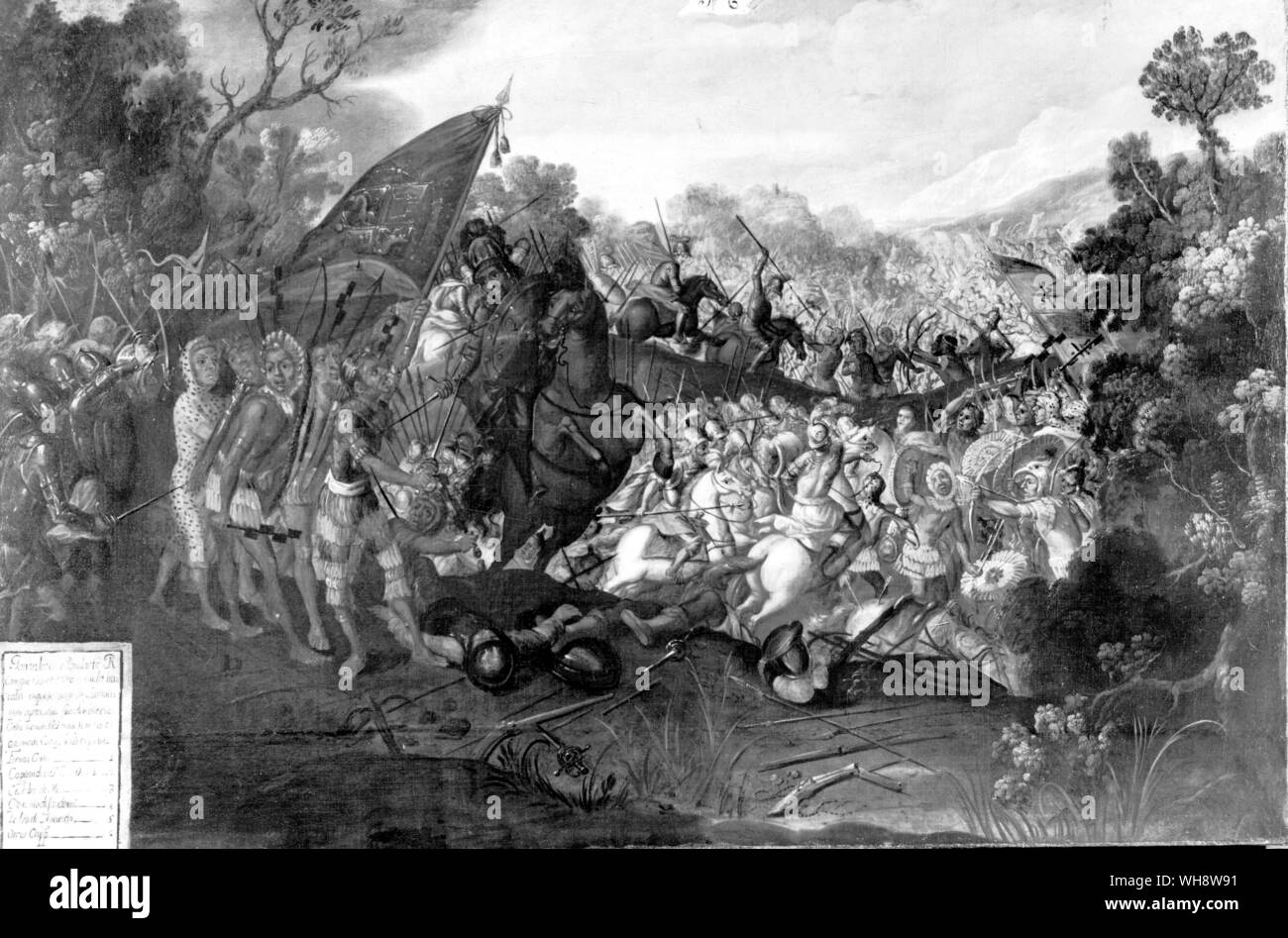 The Spanish cavalry defeated the Mexican foot soldiers at the battle of Otumba Stock Photo
