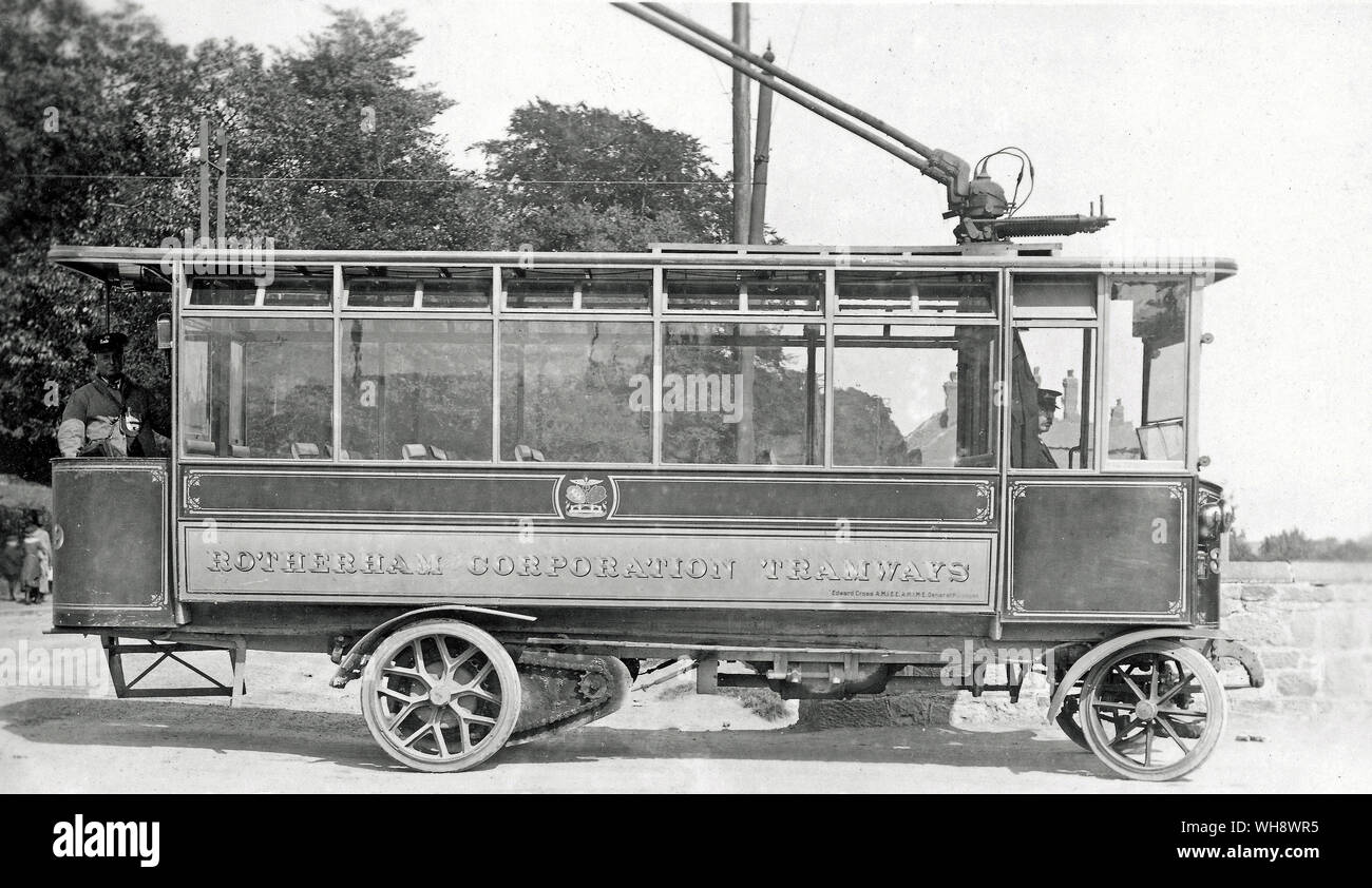 Rotherham trackless bus tramways Stock Photo