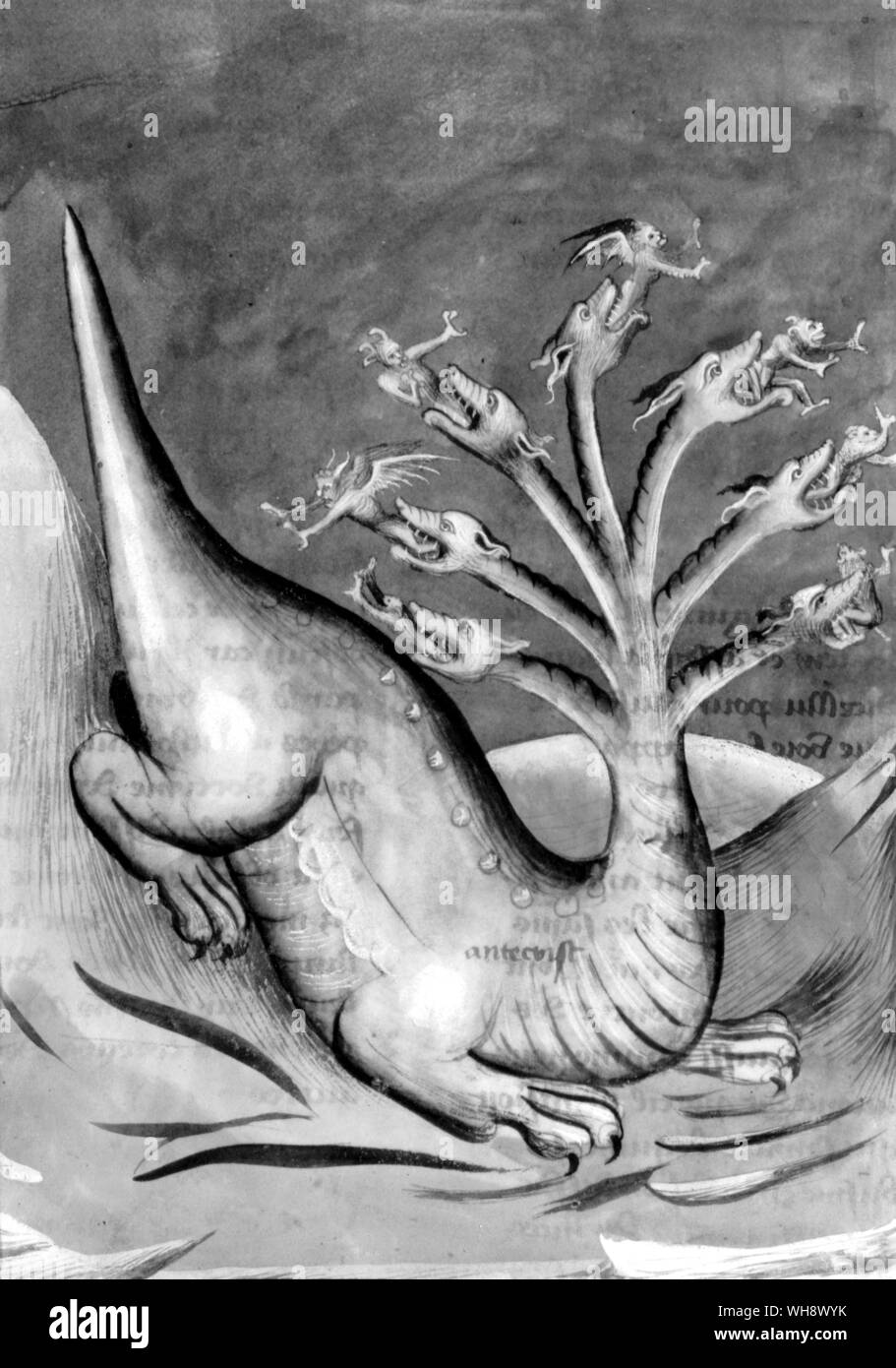 pics Medieval Illuminated Manuscript Dragon https www alamy com seven headed dragon from a medieval manuscript image268800663 html