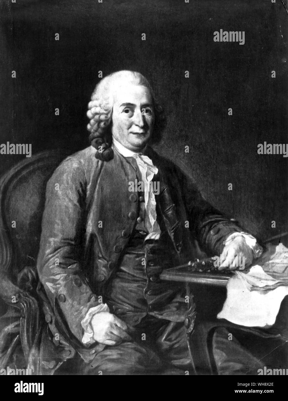Carl Linnaeus, (1707-1778) Swedish Naturalist and Physician   by A. Roselin, 1775 Stock Photo
