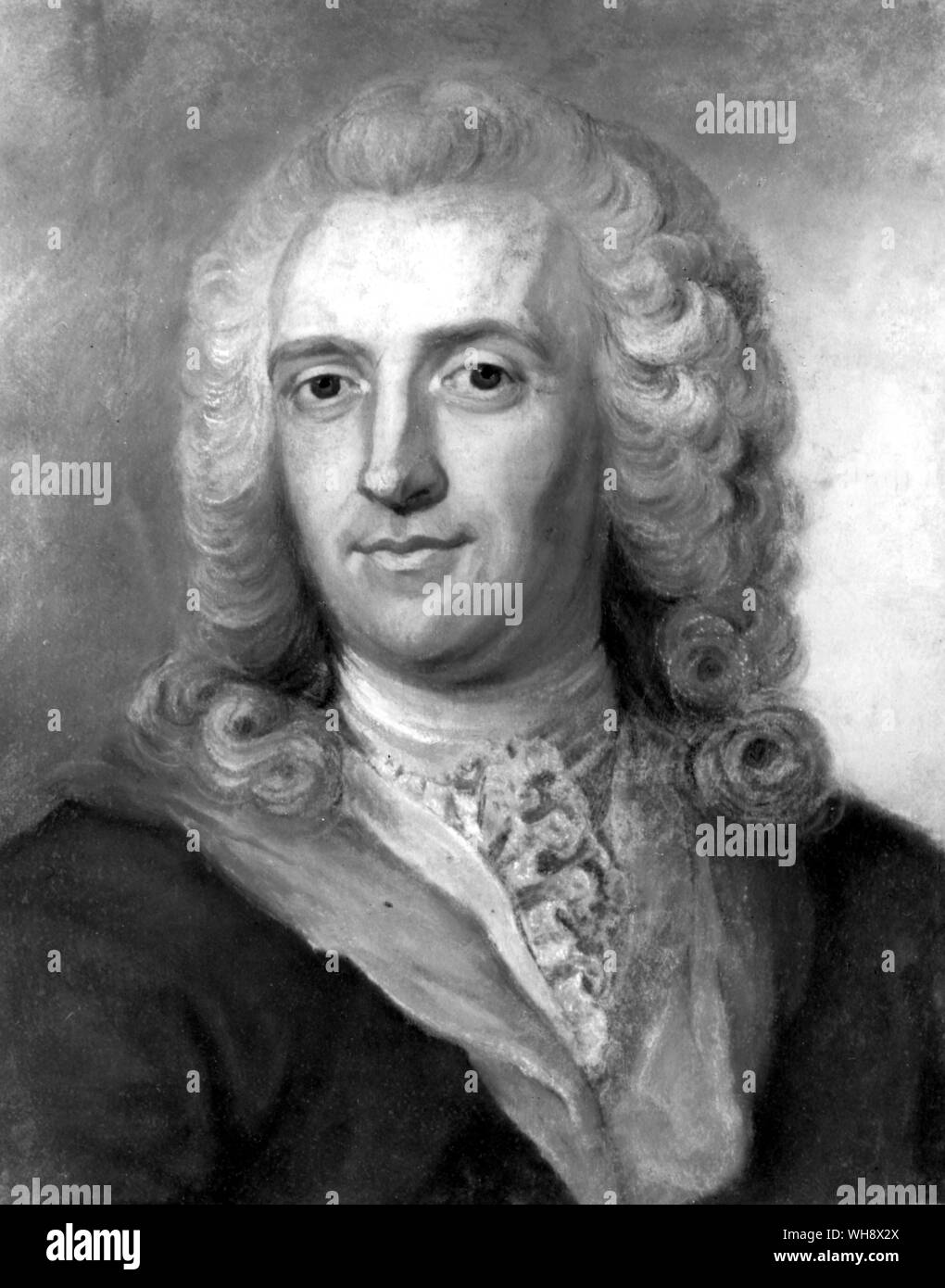 Carl LInaeus aged forty-six, pastel by Gustaf Lundberg, 1753 Stock Photo
