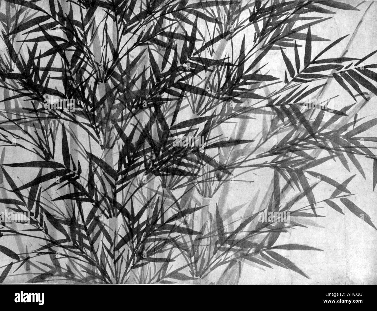 Bamboo leaves, detail from a painting by Li K'an Stock Photo