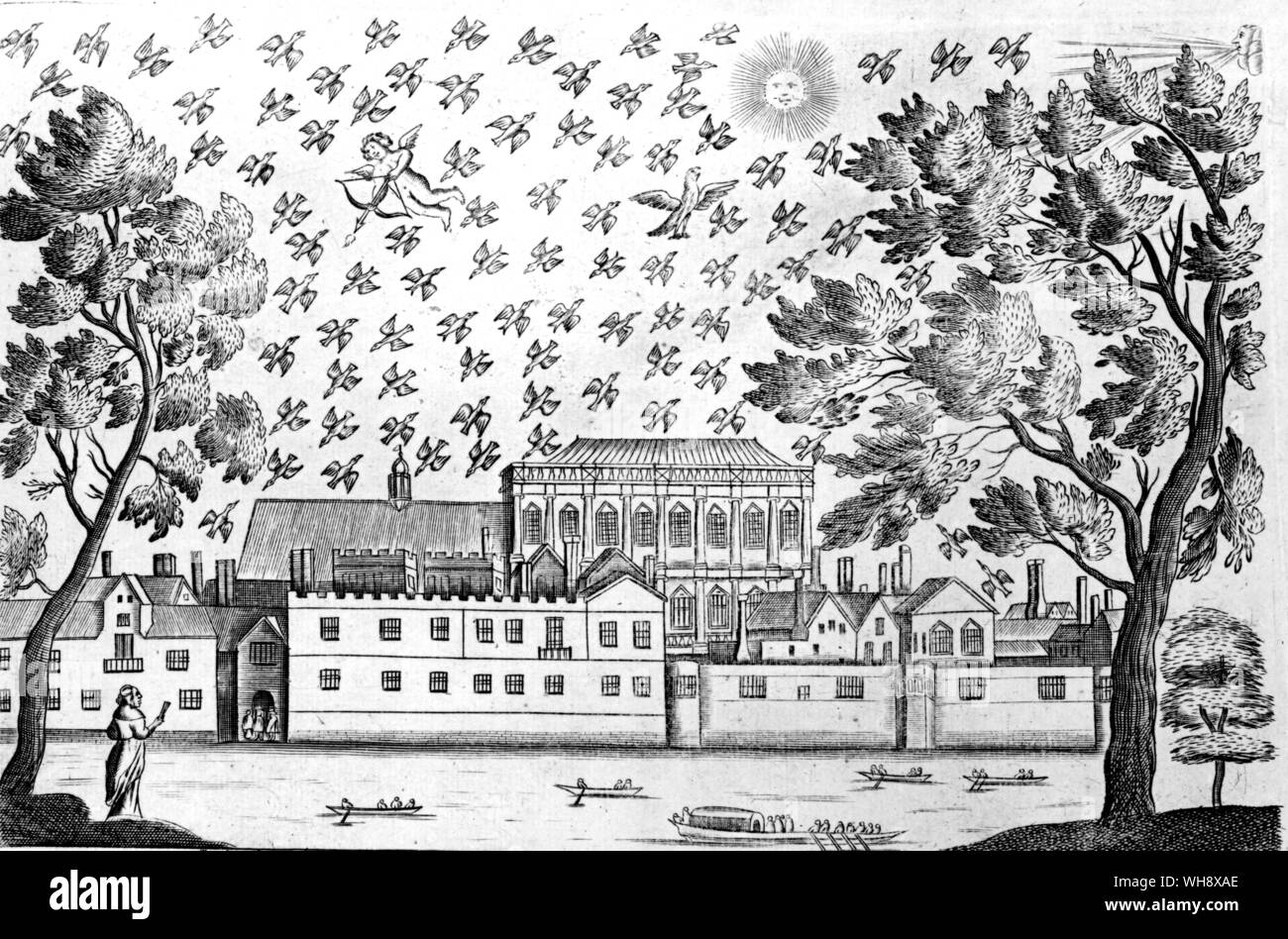Whitehall from the river in Charles I time Stock Photo