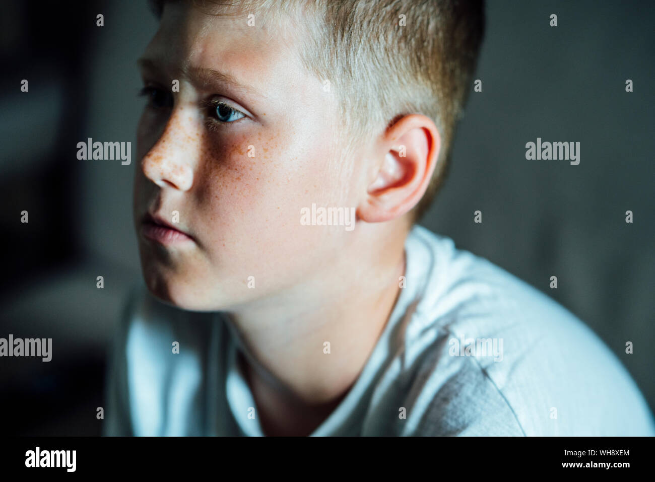 Portrait of boy with freckles Stock Photo