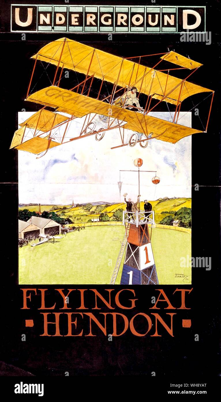 Flying Hendon 1913 a London Underground poster by Tony Sarg Stock Photo