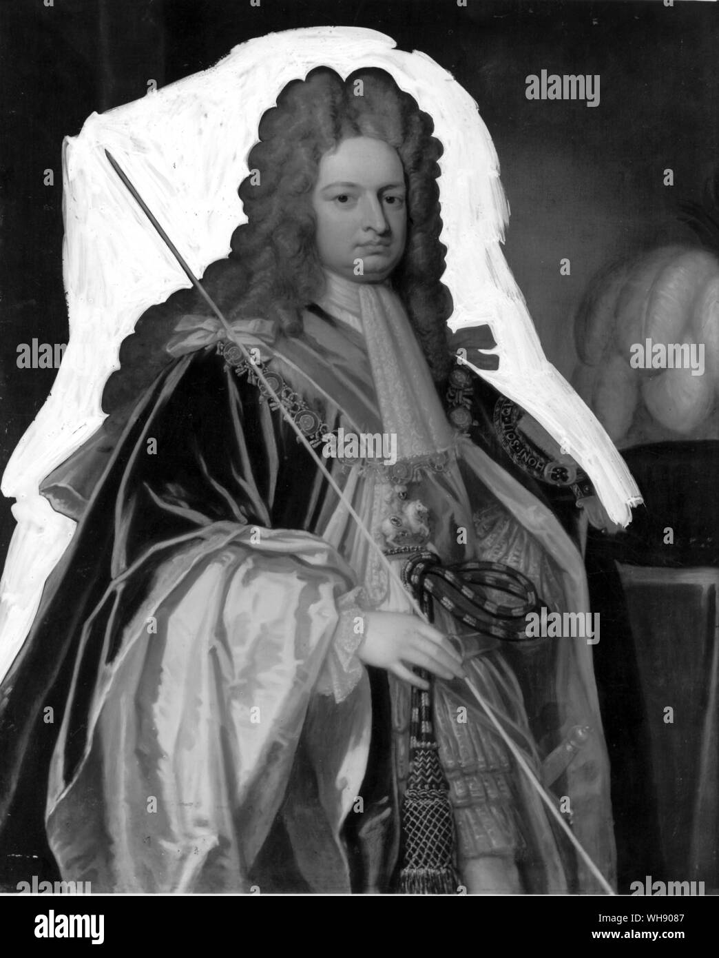 If any Man was ever born under the necessity of being a knave, he was.' Robert Harley, Earl of Oxford (1661-1724). Painting after Sir Godfrey Kneller. Stock Photo