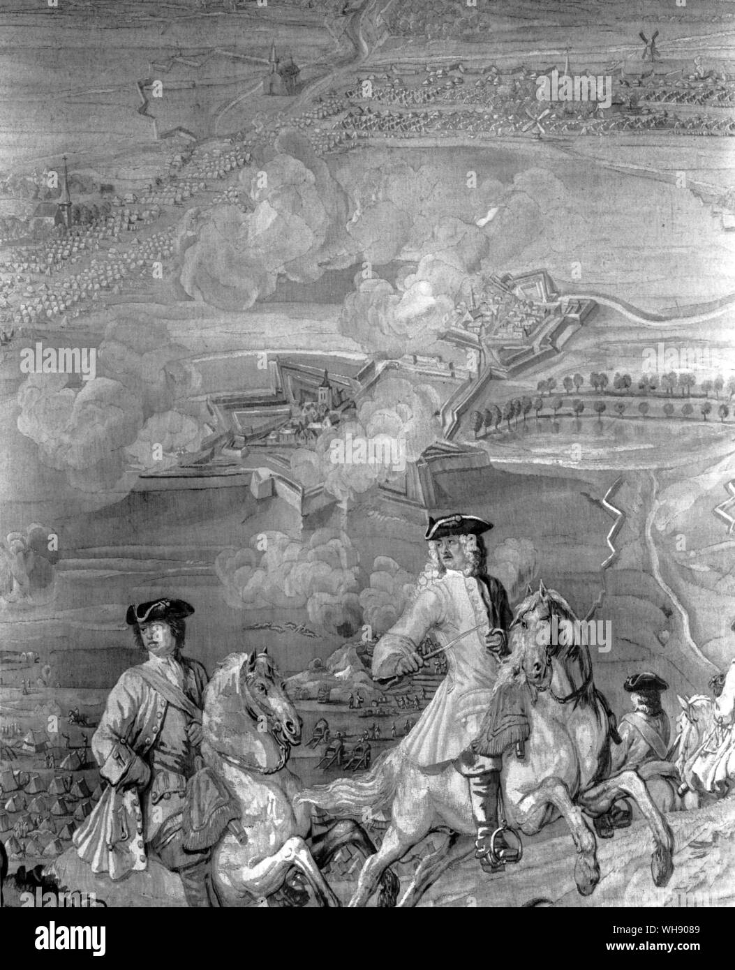 ... as hazardous and delicate an operation as the Duke had ever taken.' The siege of Bouchain. detail from a tapestry woven by De Vos after L. de Hondt Stock Photo