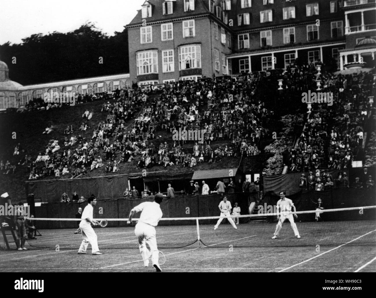 Scottish championships: A pre-war men's doubles final at Peebles.. Stock Photo