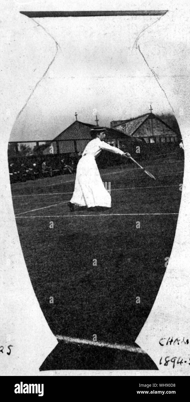 Miss L H Paterson (Singles champion 1894-6) at Dyvours, in 1892. Stock Photo