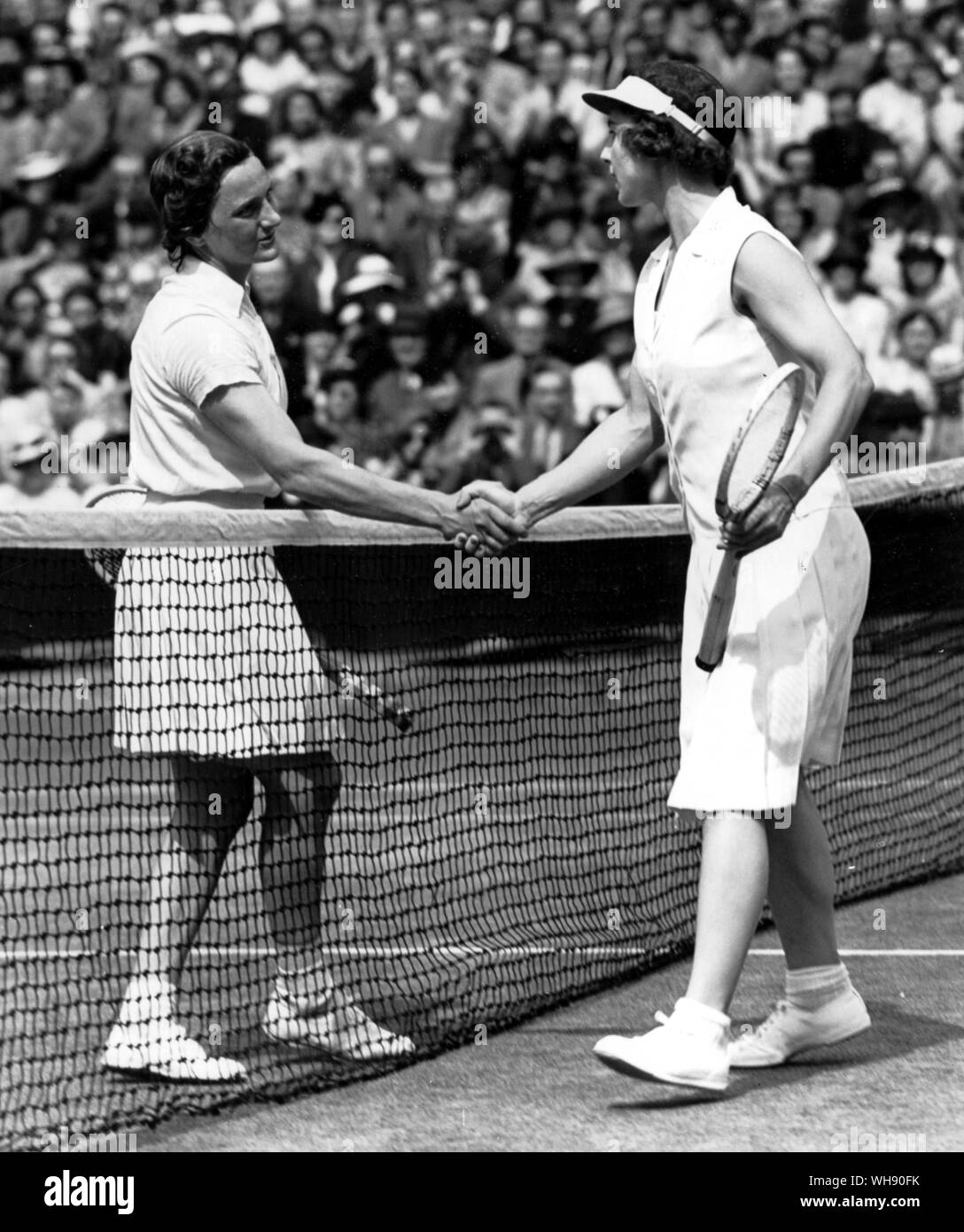 The two Helens: Helen Wills Moody (r) and Helen Jacobs (l). Stock Photo