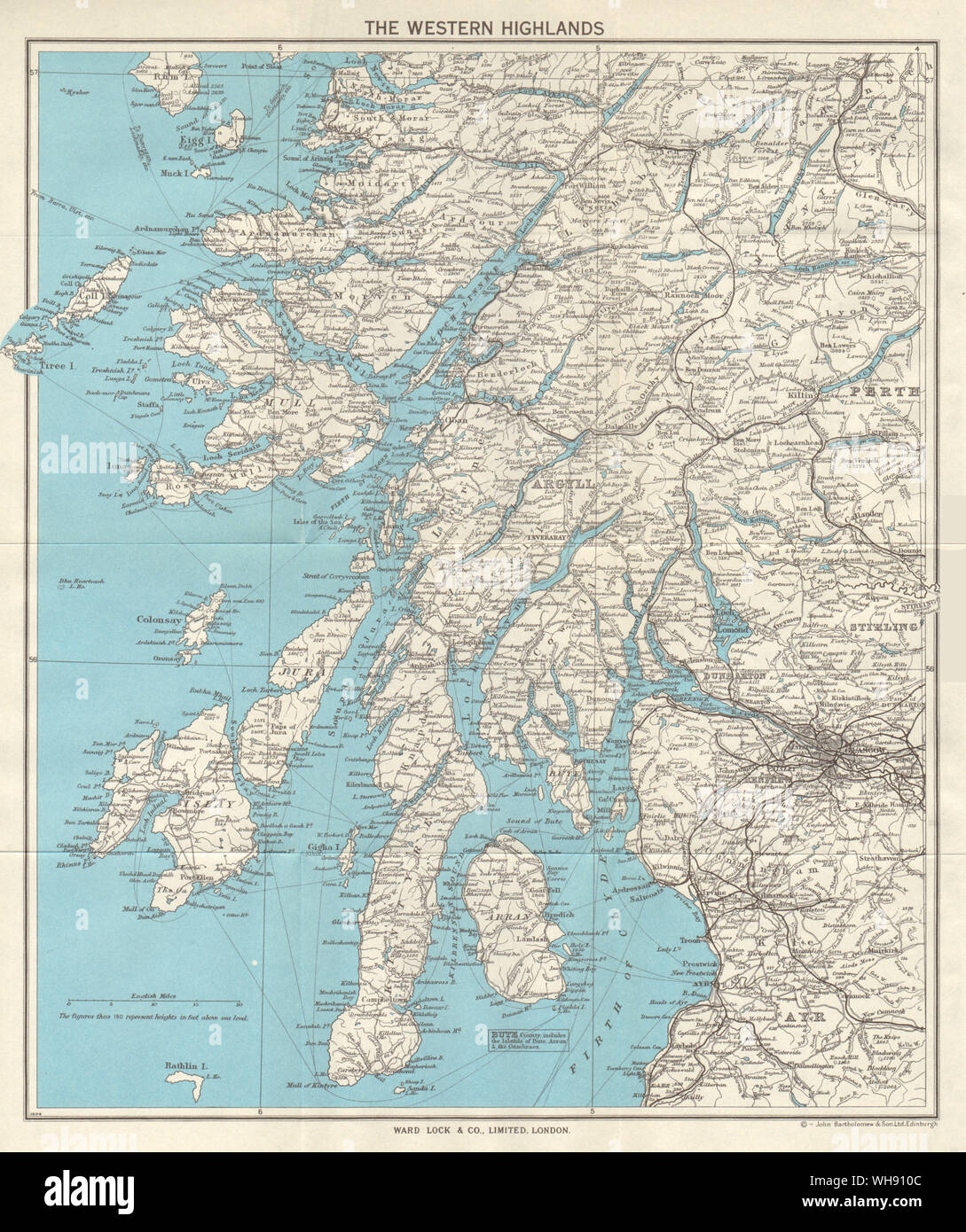 Map Of Kintyre Scotland Western Highlands. Scotland. Islay Jura Mull Kintyre Arran. Ward Lock 1961  Map Stock Photo - Alamy
