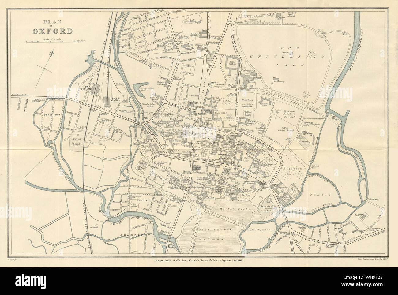 OXFORD vintage town/city plan. University colleges. WARD LOCK 1924 old ...