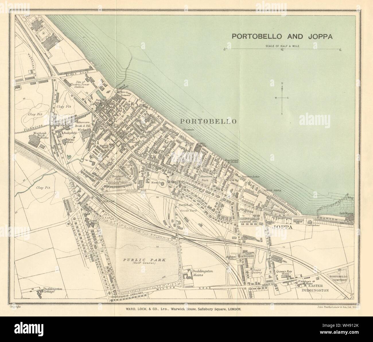 PORTOBELLO AND JOPPA vintage town/city plan. Scotland. WARD LOCK 1921