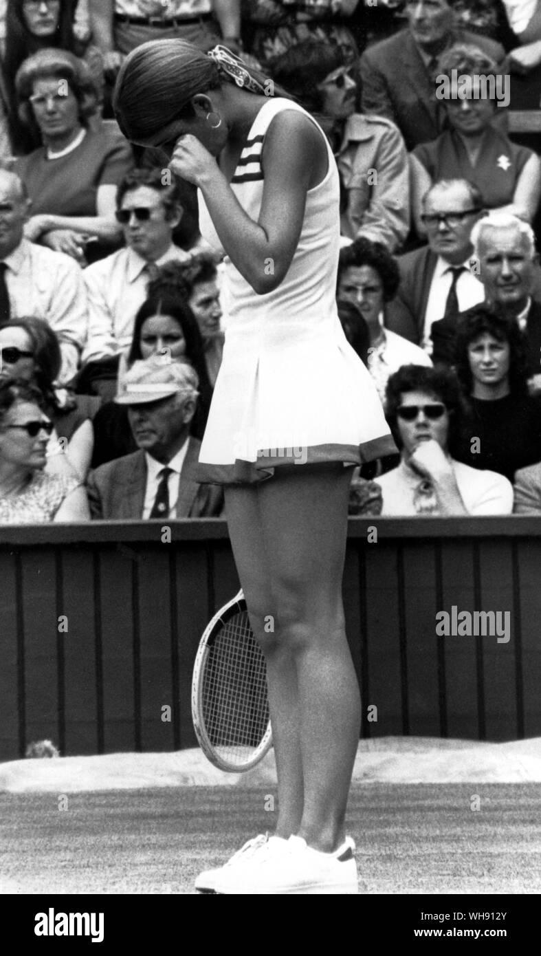 Chris Evert of USA. 1972 Wimbledon final.. Stock Photo