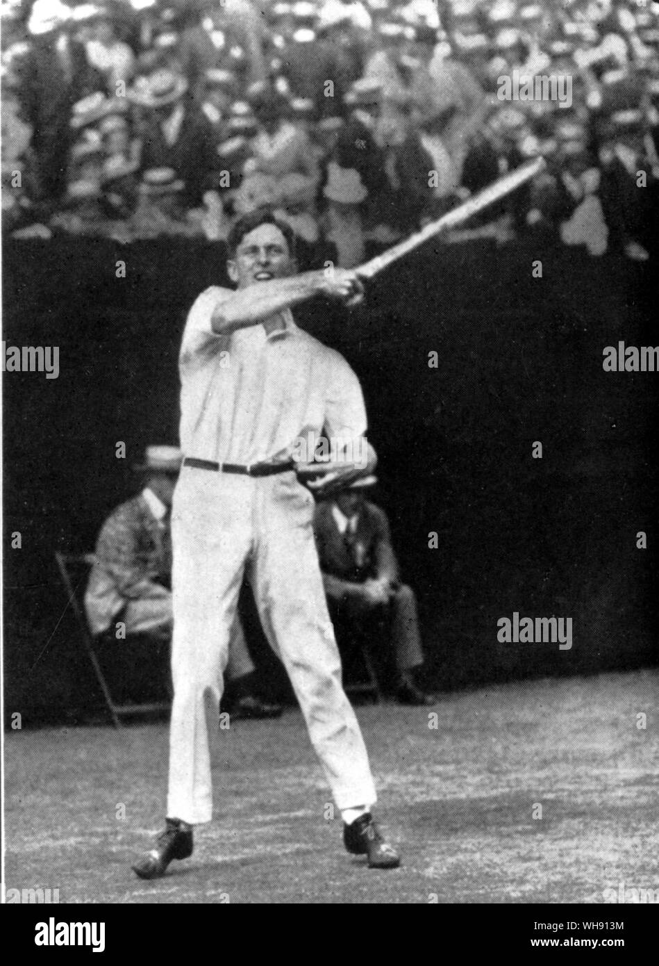 Maurice ('Red Mac') McLoughlin won the US Men's singles title in 1913-14. He was the first men's champion from west of the Mississippi and was the first to develop the cannonball service.. Stock Photo