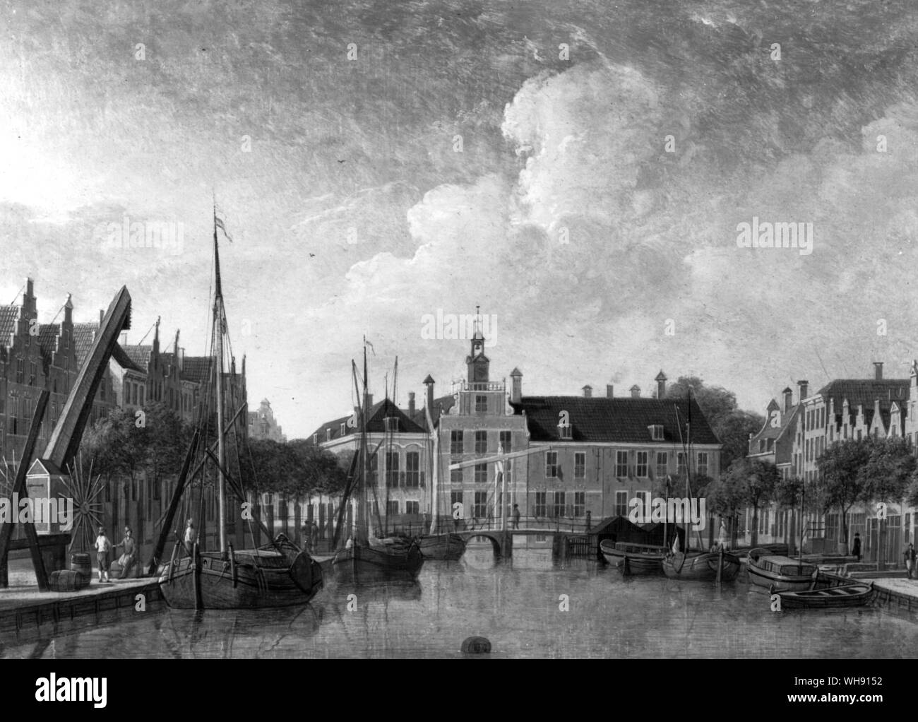 View near the Bierkade in The Hague.  Painting by J. ten Compe (1713-1761) Stock Photo