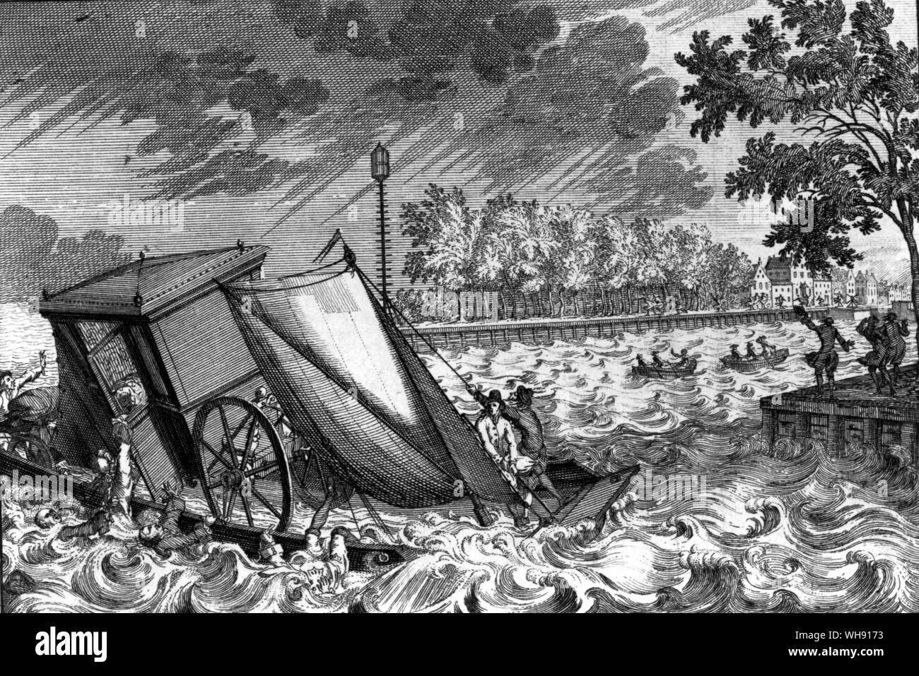 The hazards of water transport - engraving Stock Photo