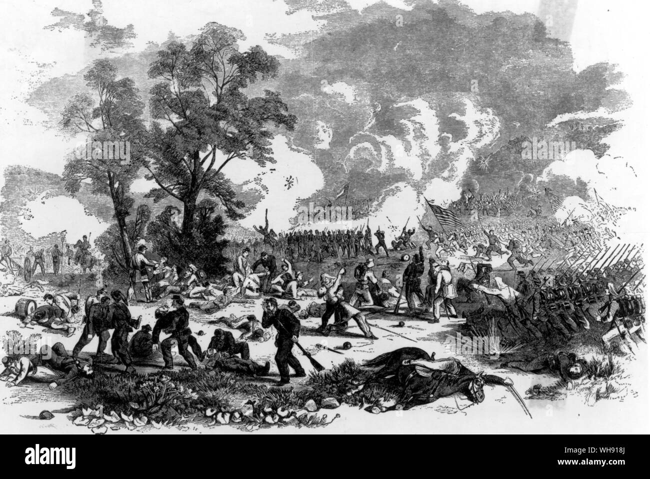 The first Battle of Bull Run Virginia was fought on a Sunday, 21 July 1861. there were great losses on both sides.. Stock Photo