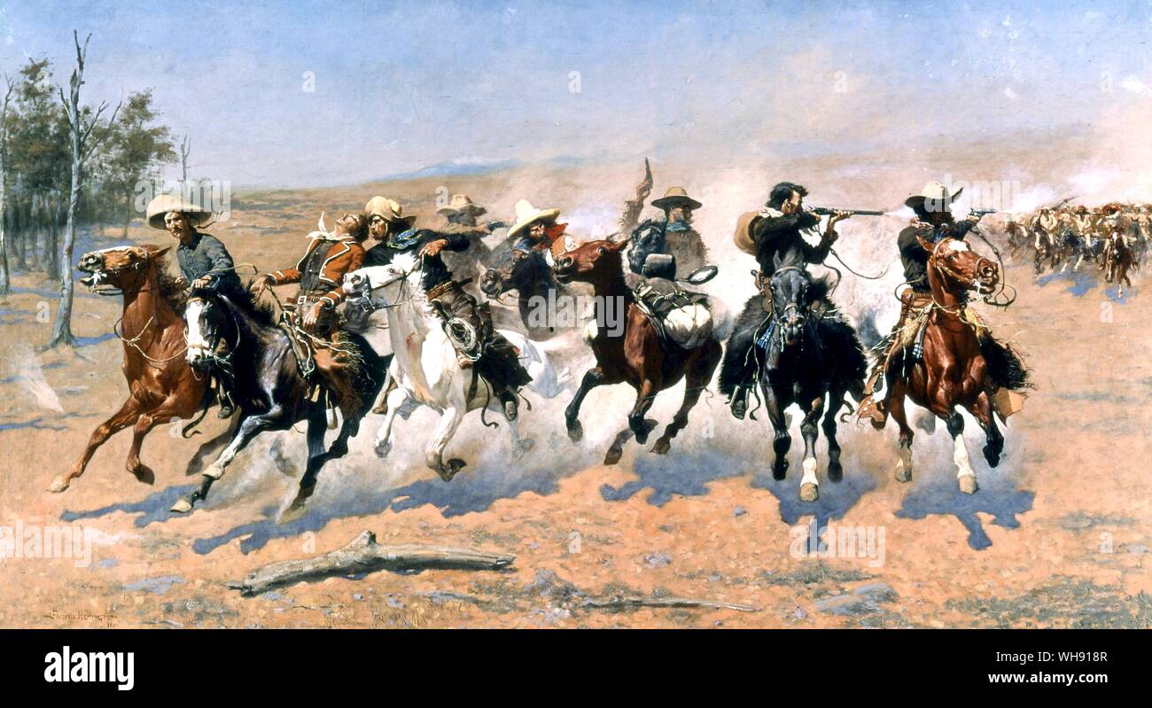 'A Dash for the timber' (Detail), by Frederic Remington. Stock Photo