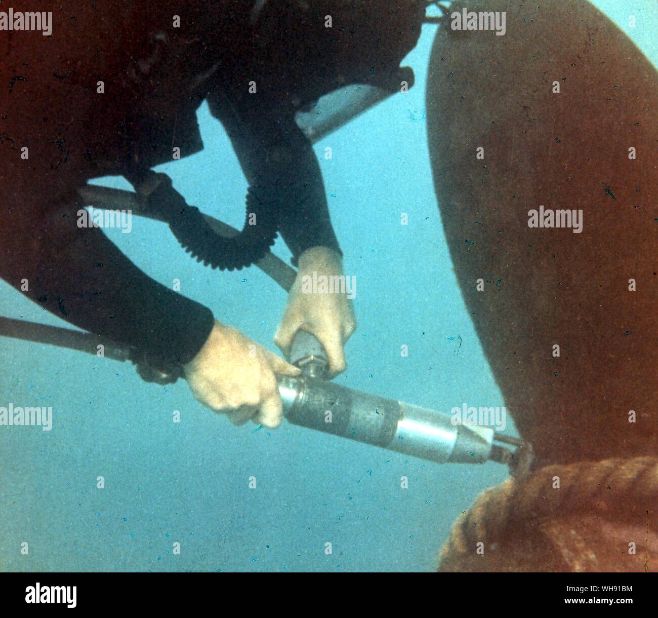 Undersea. Hydraulic rotating saw Stock Photo