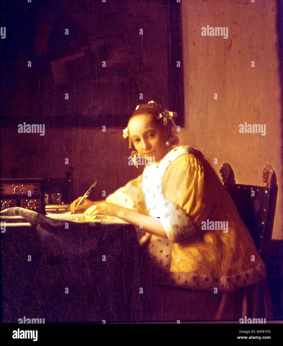A Lady Writing 1665 Stock Photo