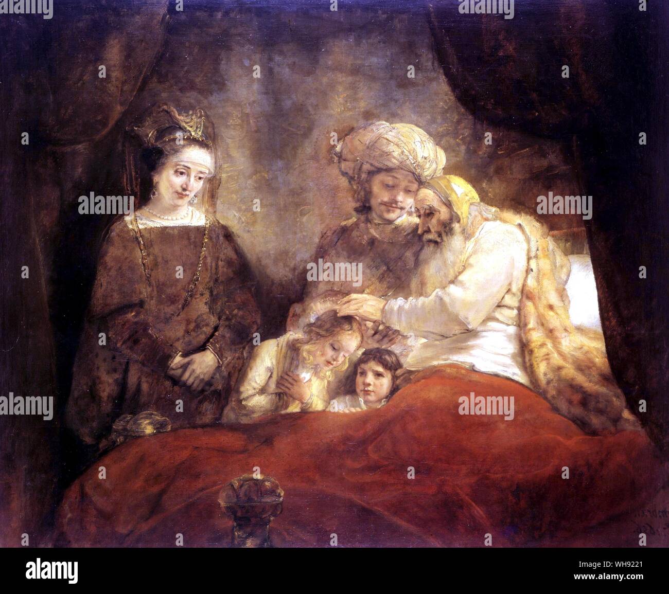 https www alamy com jacob blessing his grandchildren in the presence of joseph and their mother asenath by rembrandt in state gallery gemaldegalerie kassel germany he should normally have placed his right hand on the head of the elder boy manasseh and not as he did on the head of ephraim joseph was displeased by this gesture and attempted to rectify it by explaining to jacob that he had made a mistake jacob his wife and ephraim were respectful and peaceful for the blind jacob rembrandt harmenszoon van rijn july 15 1606 october 4 1669 is generally considered one of the greatest painters in image268803865 html