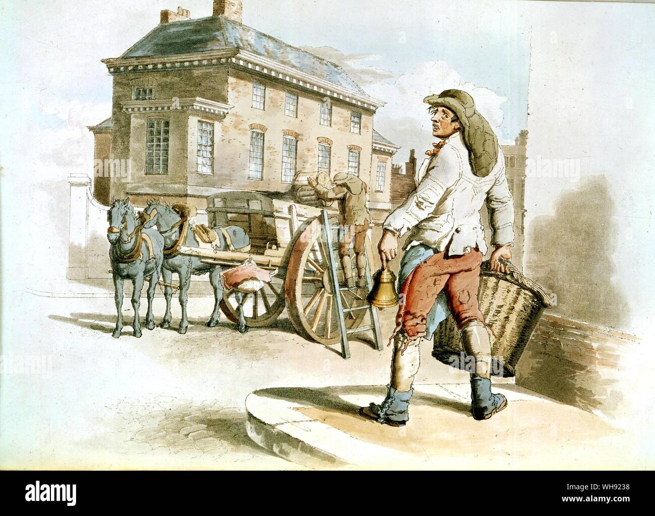 Refuse Collector, from Costumes of Great britain published by William Miller in 1805. Georgian London Street Characters . by William Pyne - Pyne, William Henry (1769-1843) . Stock Photo