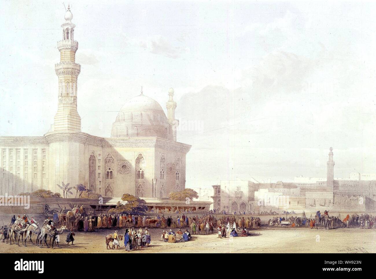 Sultan Hassan Mosque and Entrance to the Citadel Cairo. by David Roberts. in V&A London. David Roberts (October 24, 1796 - November 25, 1864), Scottish painter, was born at Stockbridge, Edinburgh. . Stock Photo