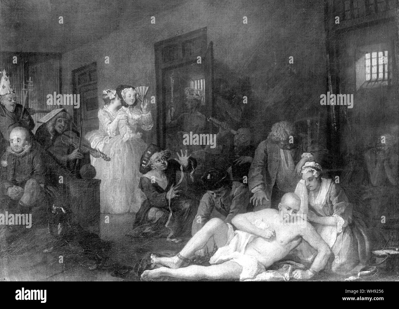 The Rake's Progress, vi.' The Mad House' by William Hogarth. (canvas is 62.2 x 75 cm). Stock Photo