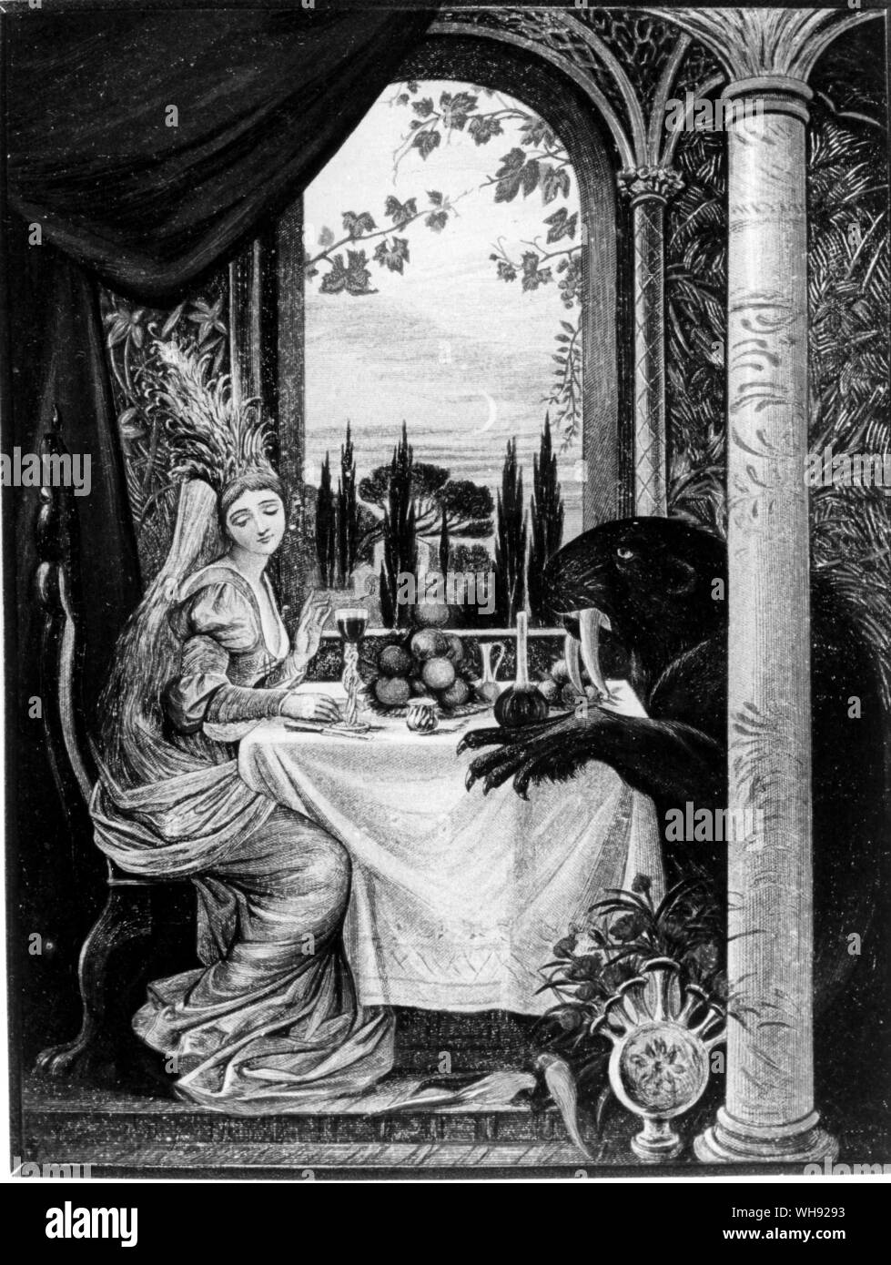 Beauty and the Beast. 'She had like to have fainted away, when he said to her, Beauty, will you be my wife?' Illustration by Eleanor Vere Boyle, 1875.. Stock Photo