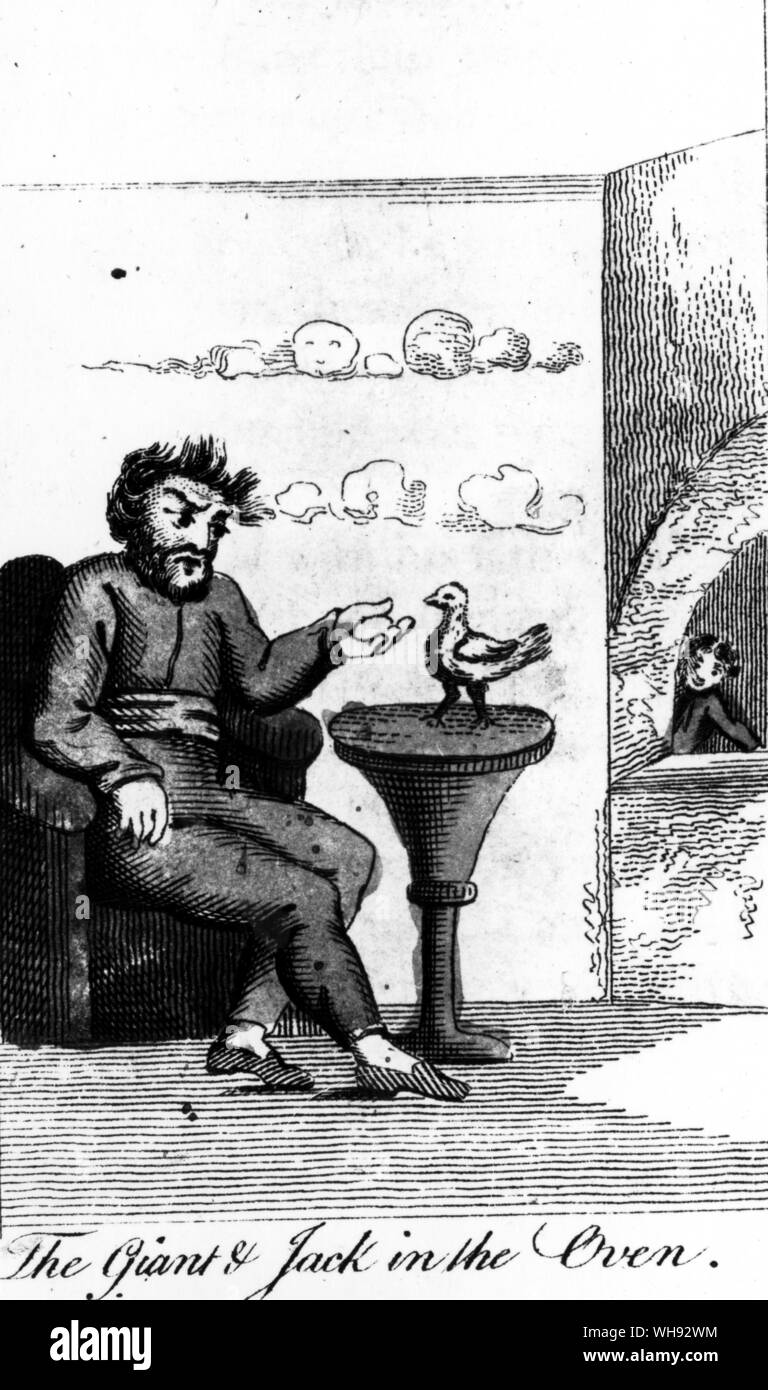Jack and the Beanstalk. Copperplate from Tabart's History of Jack and the Bean-stalk, 1807. Stock Photo