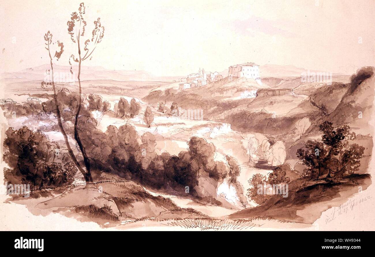 View of  Italy 1842 by S J Ainsley. Stock Photo