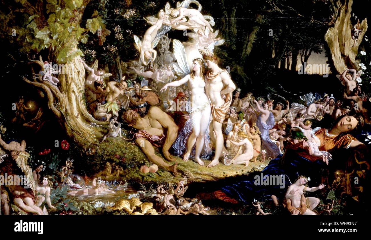 The reconciliation of Obeon and Titania by Joseph Noel Paton 1821-1901. Stock Photo