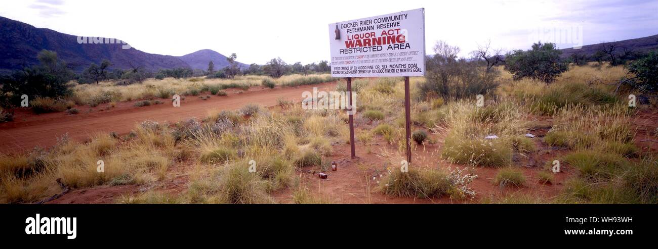 Docker River is by democratic choice of its members and by force of law a dry community.. Liquor Act Stock Photo