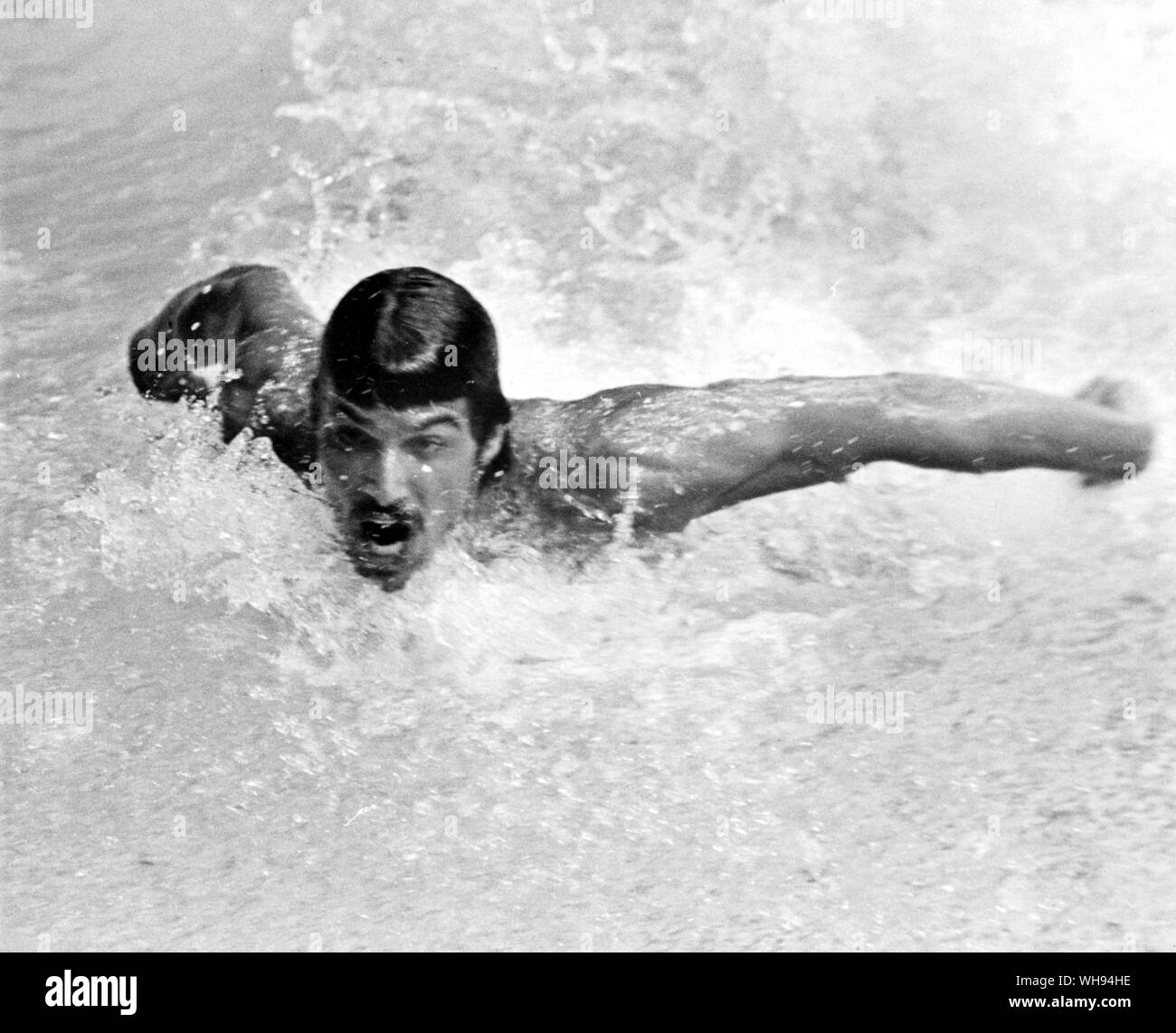 September 1972: Munich Olympics: American swimmer, Mark Spitz (USA) wins his 7th gold medal. Stock Photo