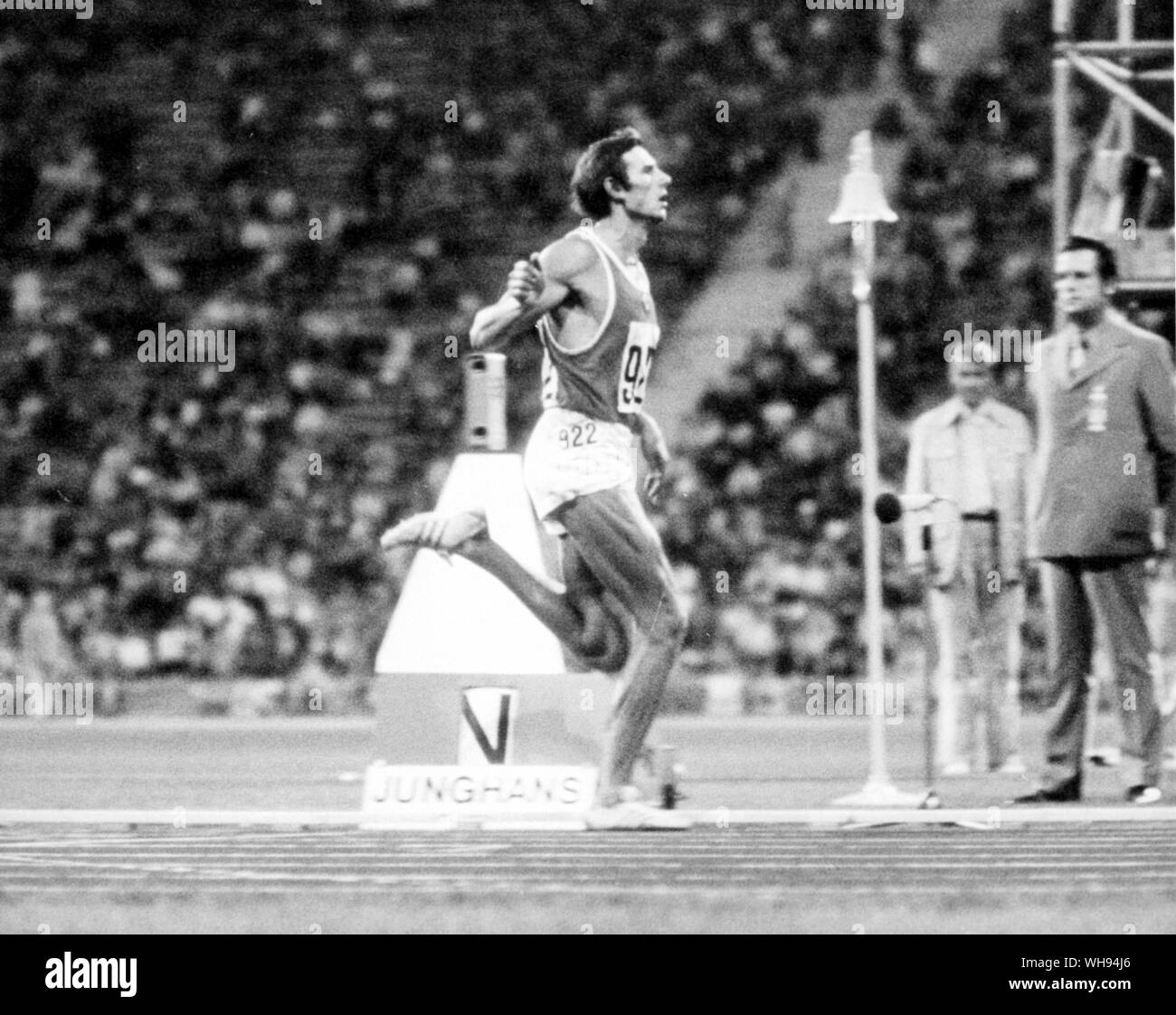 September 1972: Munich Olympics: Nikolai Avilov of the Ukraine, who won the Men's Decathlon for the USSR with 8454 points, a world record.. Stock Photo