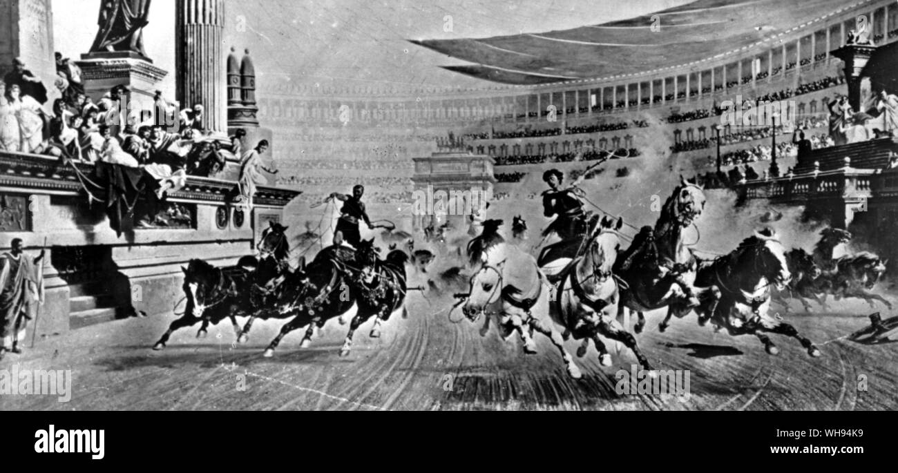 Artist Impression of Chariot Racing at during early olympics Stock Photo